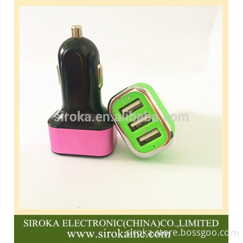 Universal USB car charger adapter triple 3 port USB car charger for Samsung Smart mobile phones